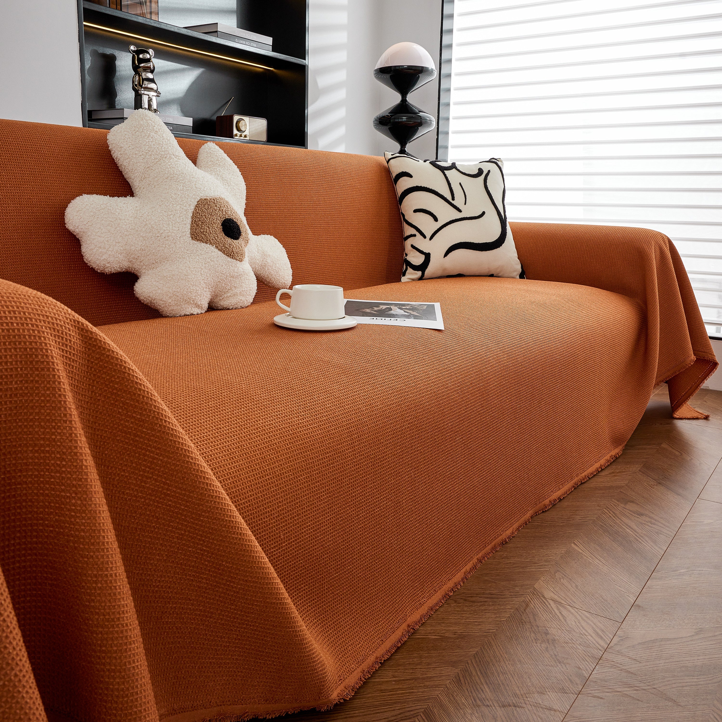 Waterproof Waffle Lattice Sofa Throw, Sofa Towel Cover For Couches, Simple Sofa Cover Blanket