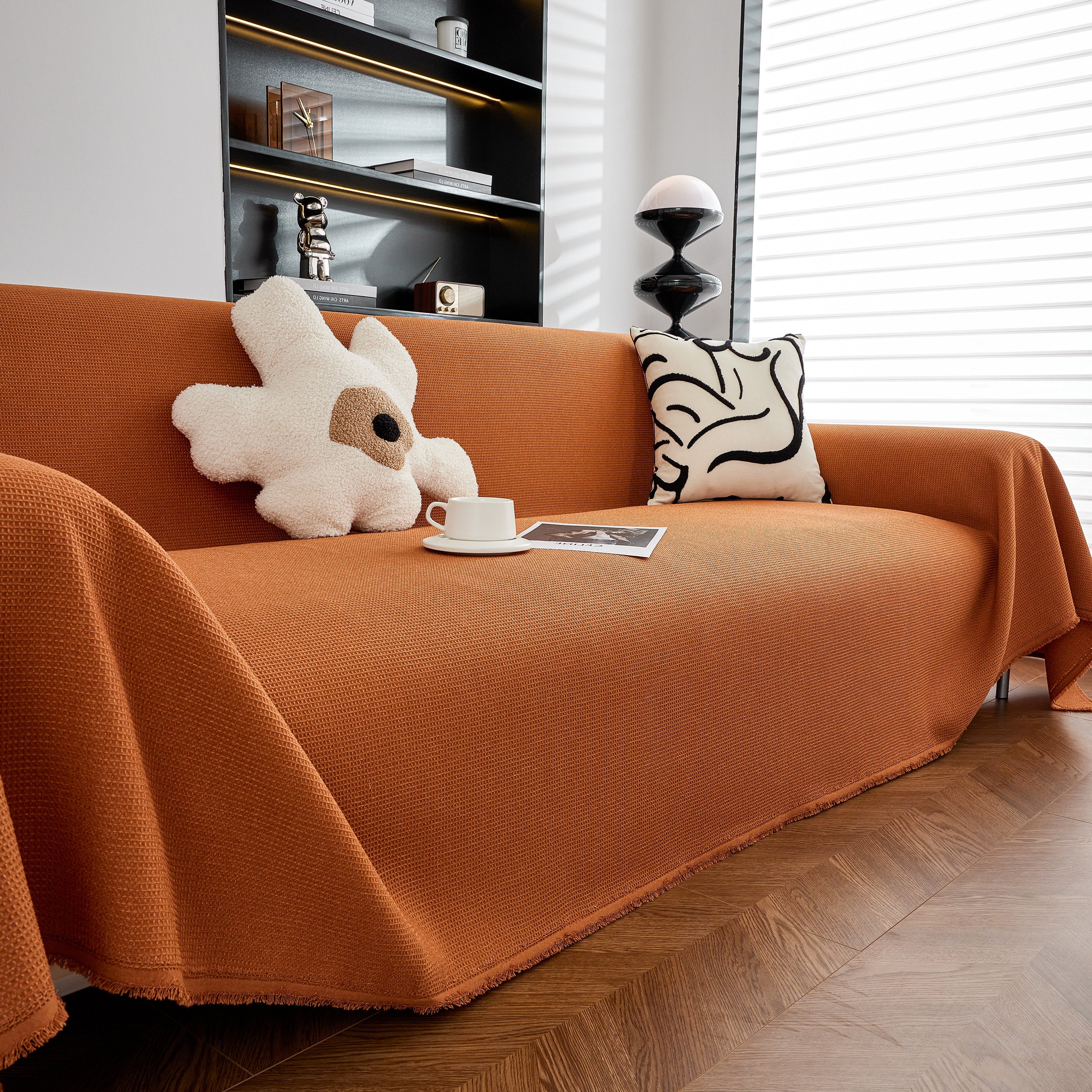 Waterproof Waffle Lattice Sofa Throw, Sofa Towel Cover For Couches, Simple Sofa Cover Blanket