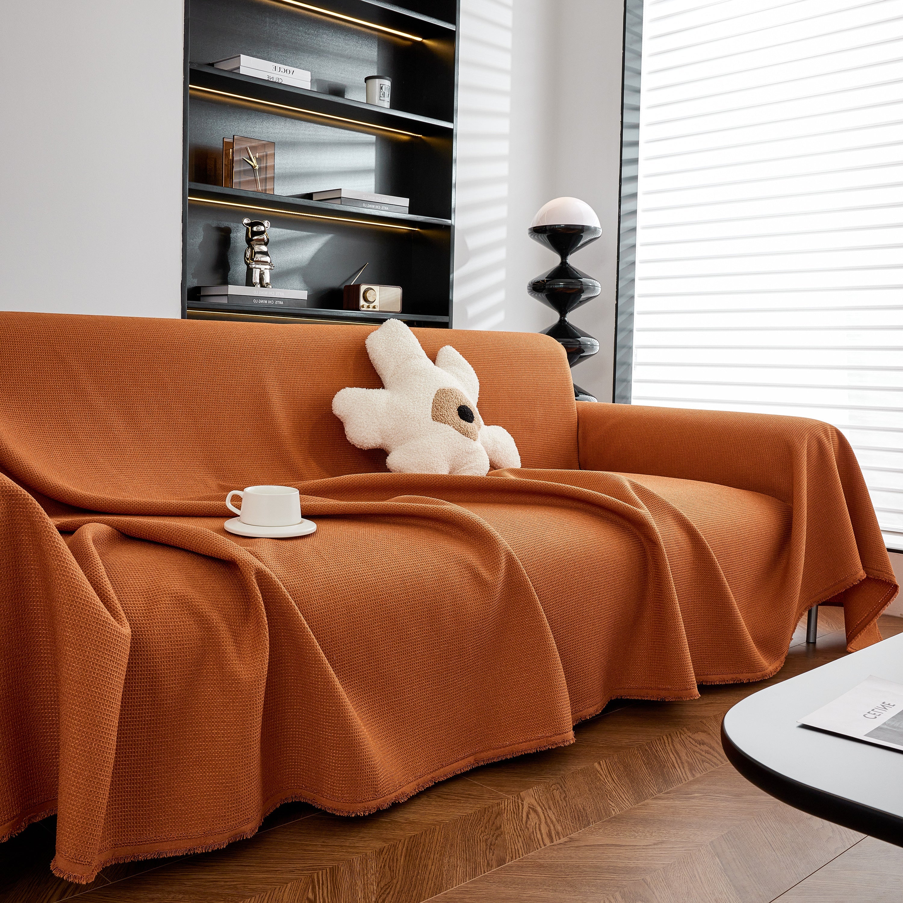 Waterproof Waffle Lattice Sofa Throw, Sofa Towel Cover For Couches, Simple Sofa Cover Blanket