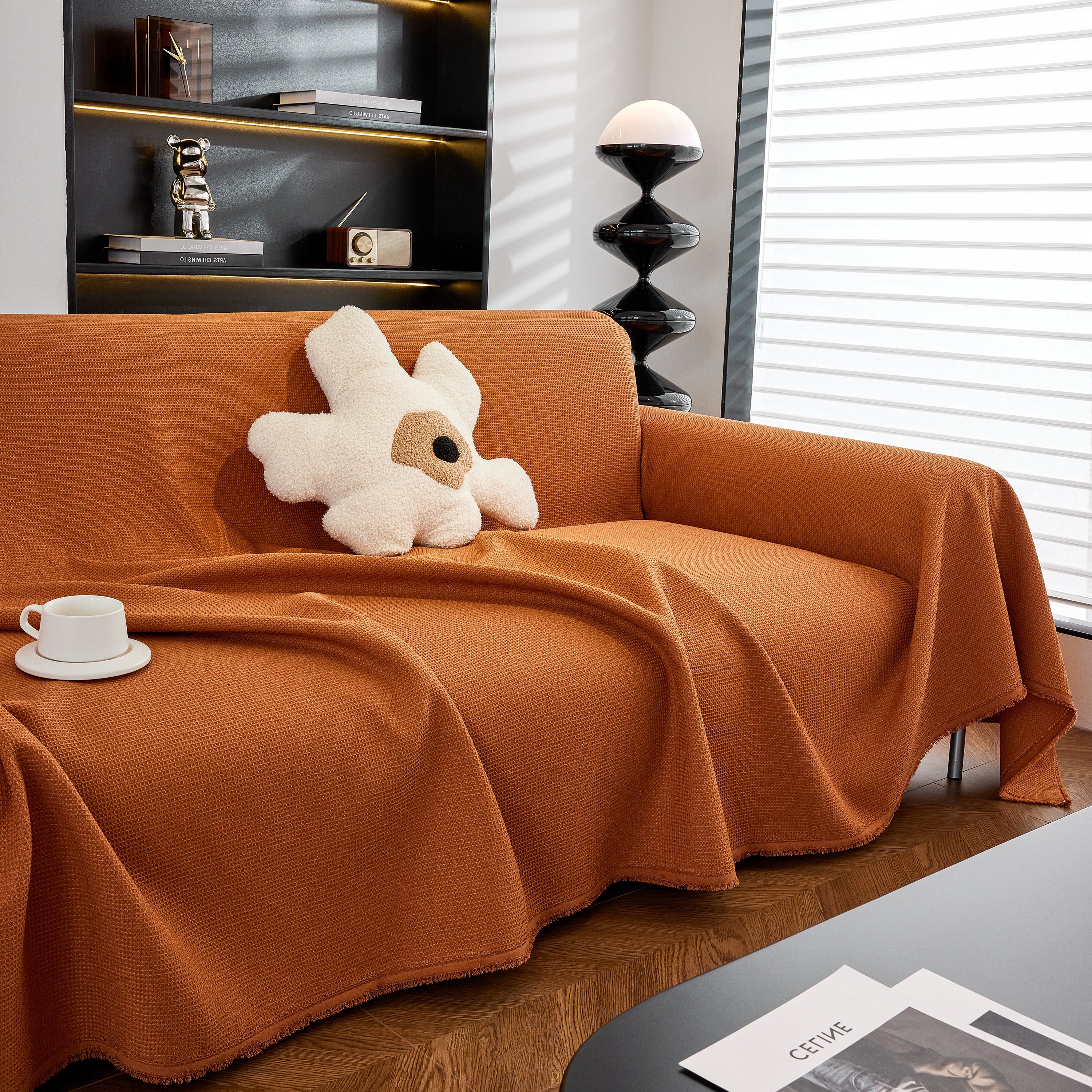 Waterproof Waffle Lattice Sofa Throw, Sofa Towel Cover For Couches, Simple Sofa Cover Blanket