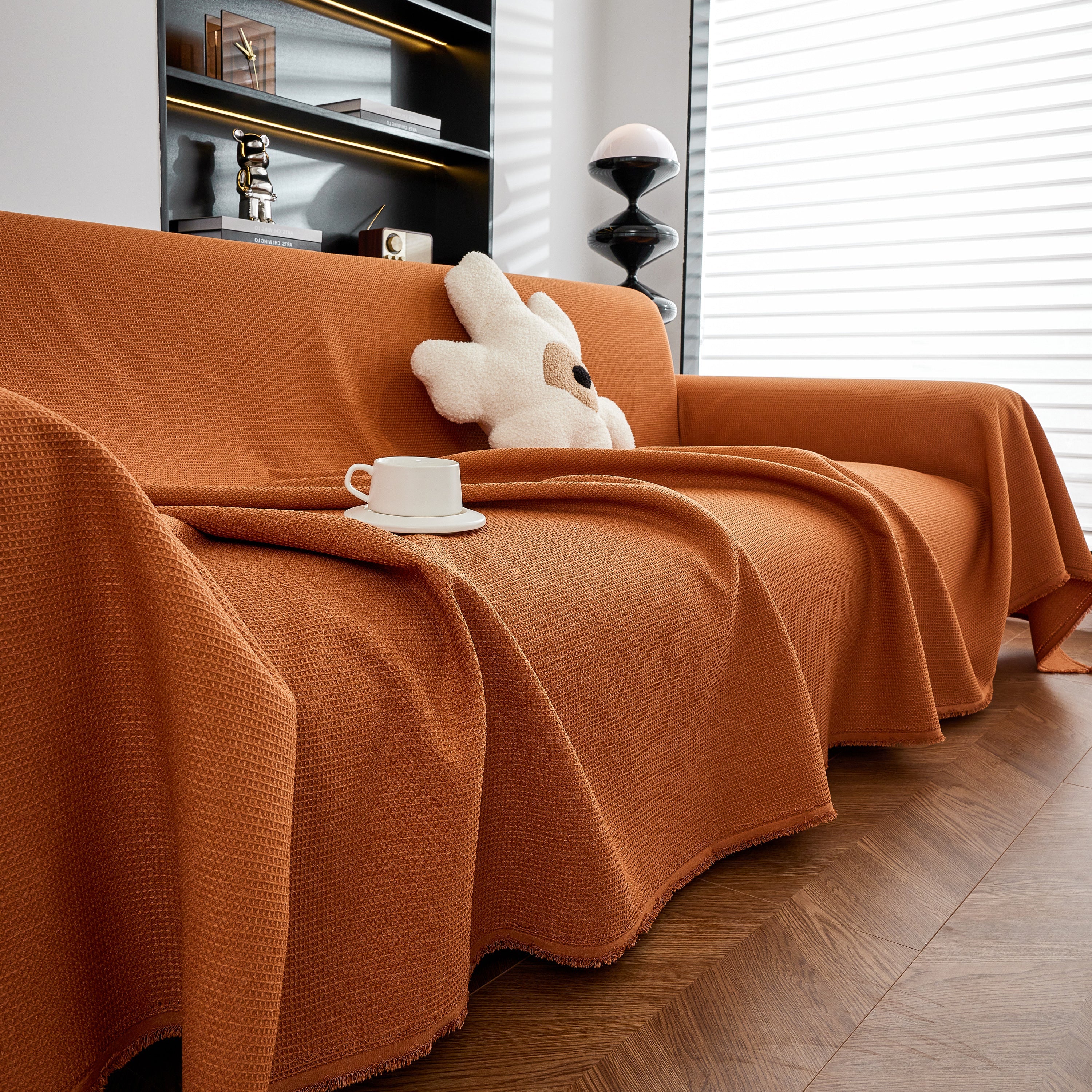 Waterproof Waffle Lattice Sofa Throw, Sofa Towel Cover For Couches, Simple Sofa Cover Blanket