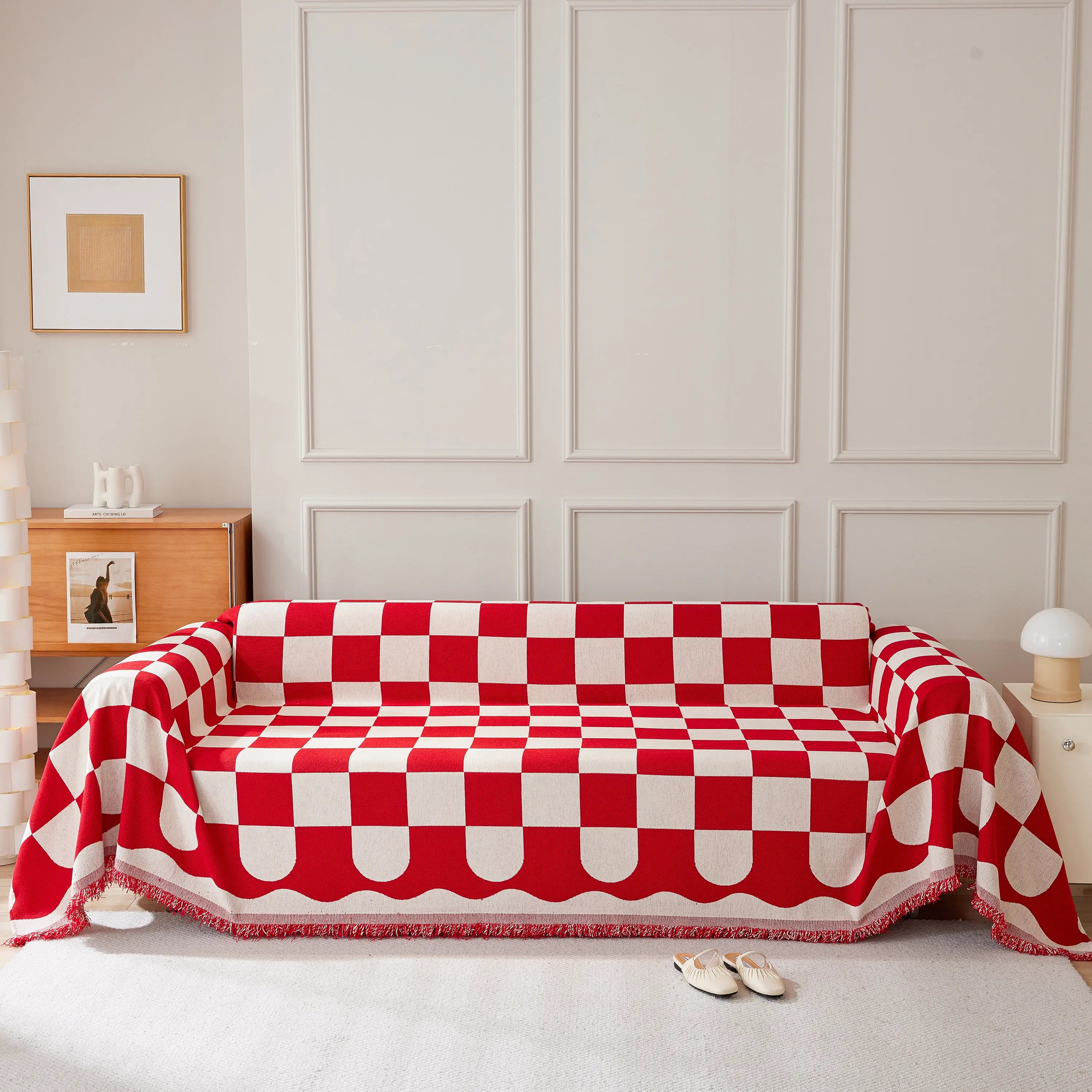 Chenille Plaid Couch Covers For Couches, Sectional Couch Covers, Stylish Sofa Throw Blanket