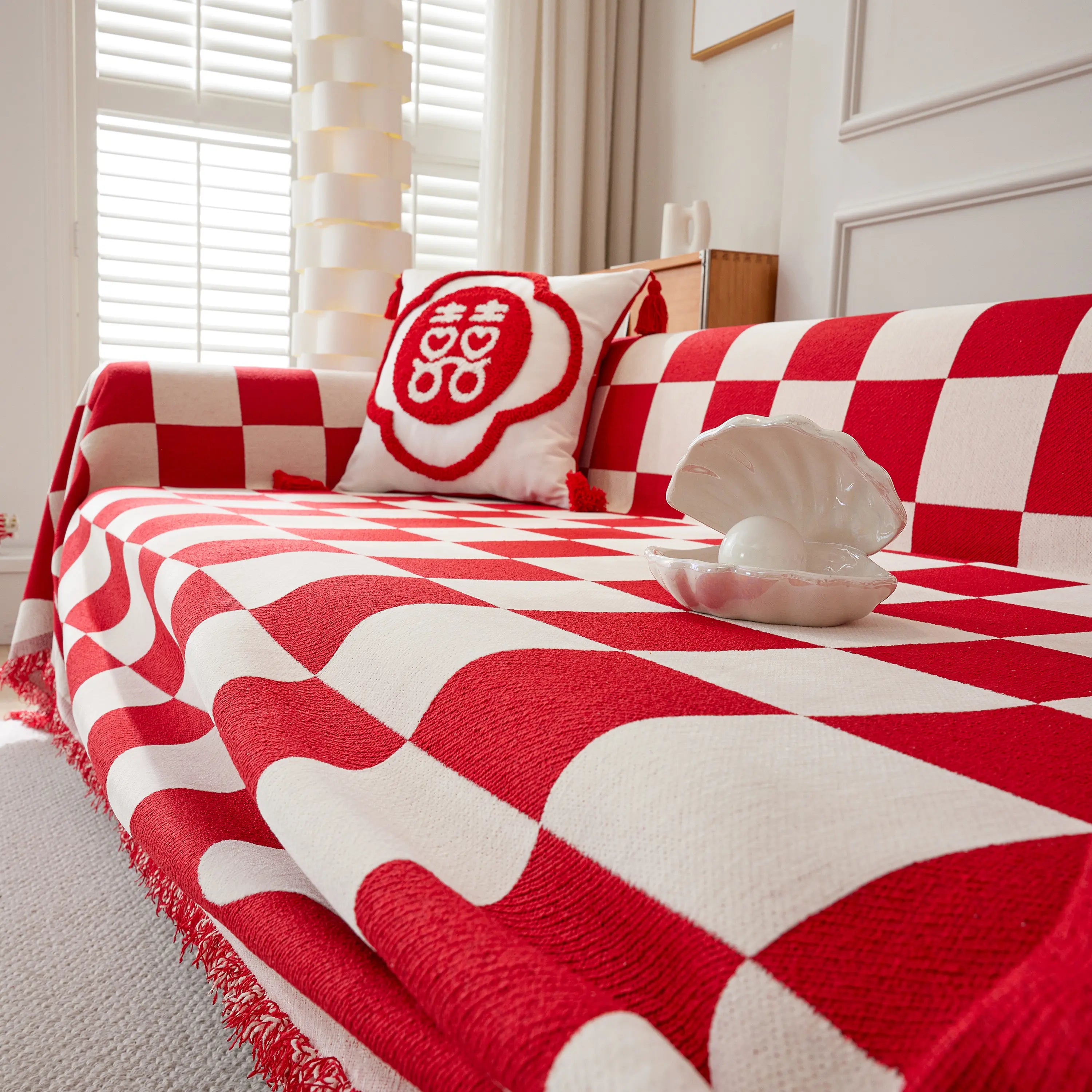 Chenille Plaid Couch Covers For Couches, Sectional Couch Covers, Stylish Sofa Throw Blanket