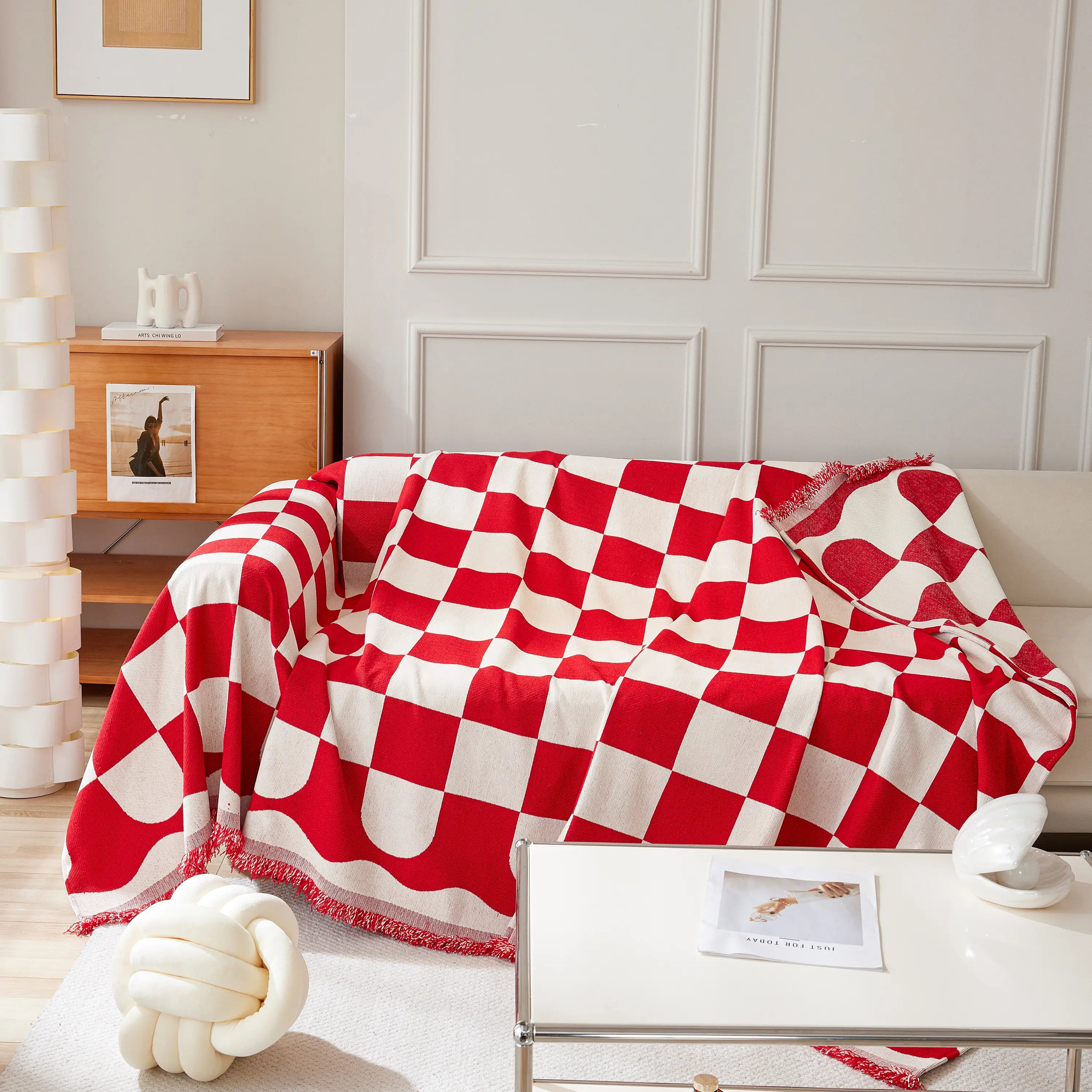 Chenille Plaid Couch Covers For Couches, Sectional Couch Covers, Stylish Sofa Throw Blanket