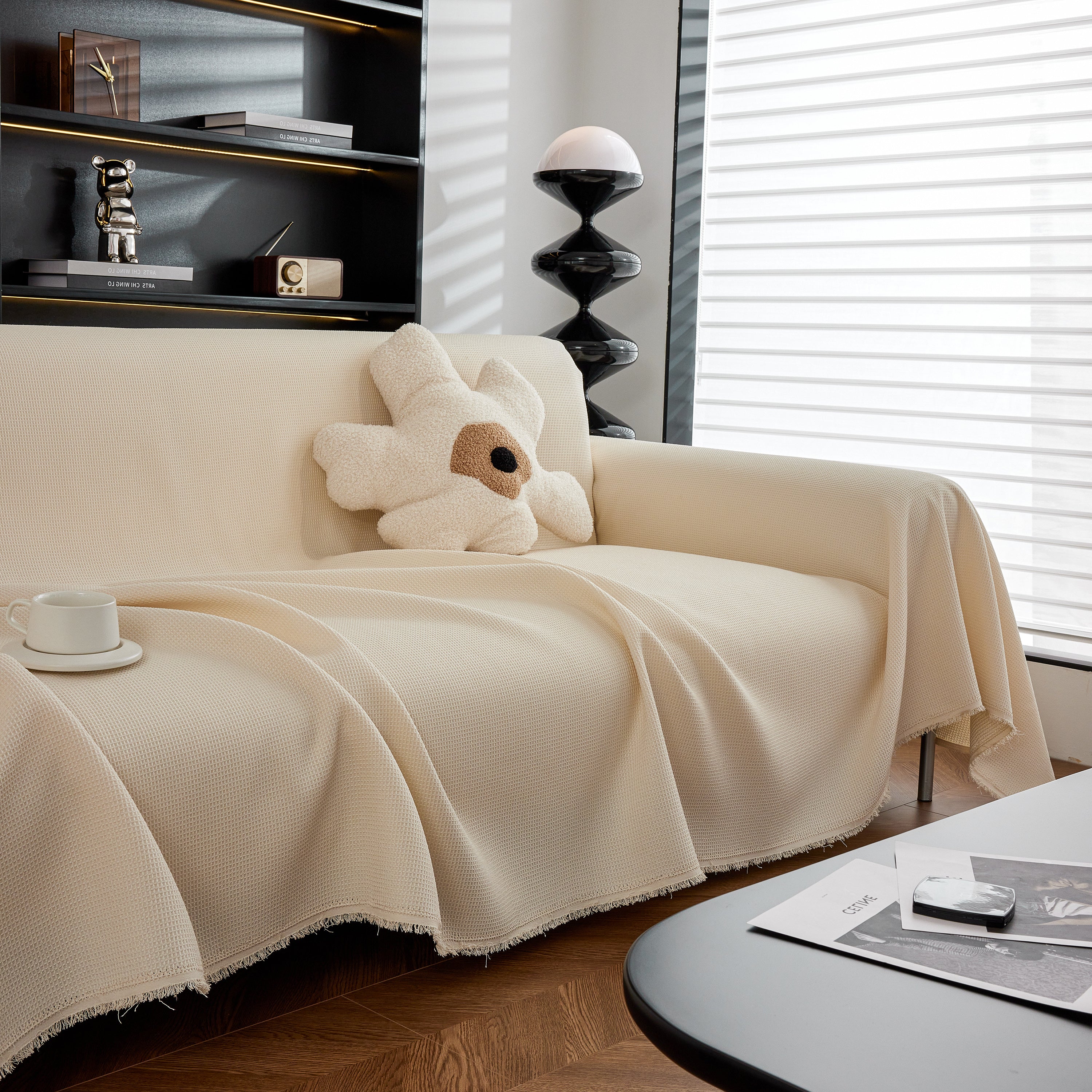 Waterproof Waffle Lattice Sofa Throw, Sofa Towel Cover For Couches, Simple Sofa Cover Blanket