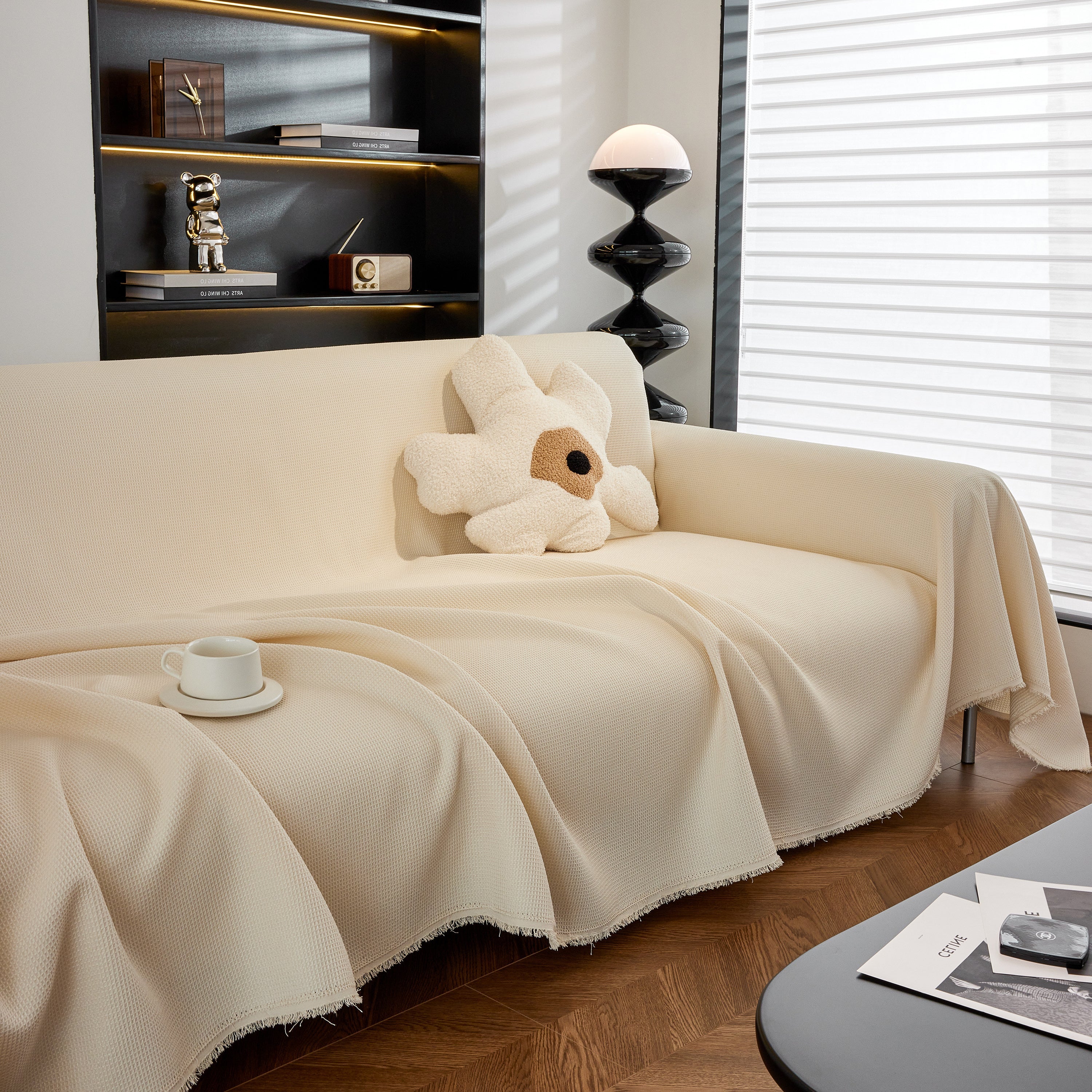 Waterproof Waffle Lattice Sofa Throw, Sofa Towel Cover For Couches, Simple Sofa Cover Blanket