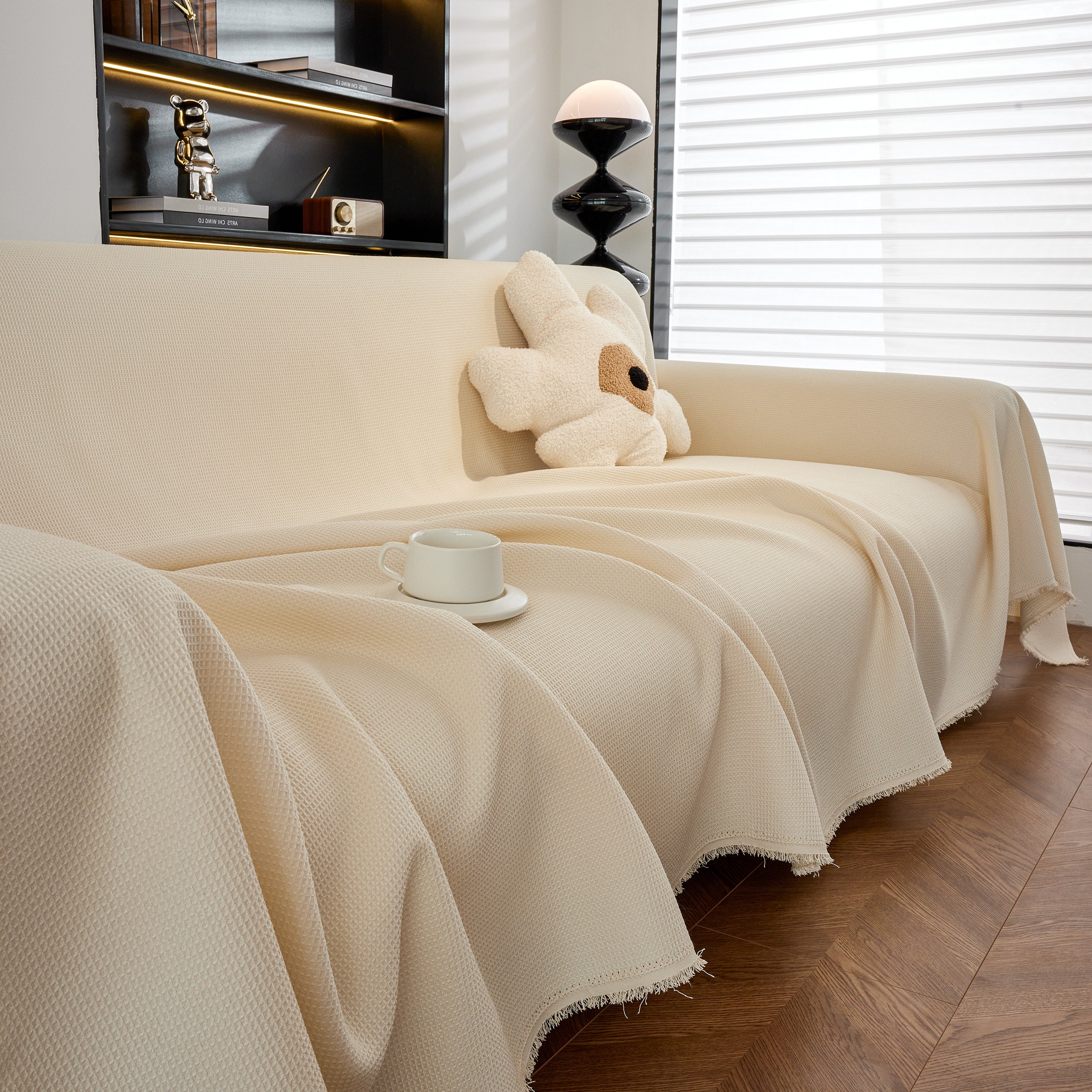 Waterproof Waffle Lattice Sofa Throw, Sofa Towel Cover For Couches, Simple Sofa Cover Blanket