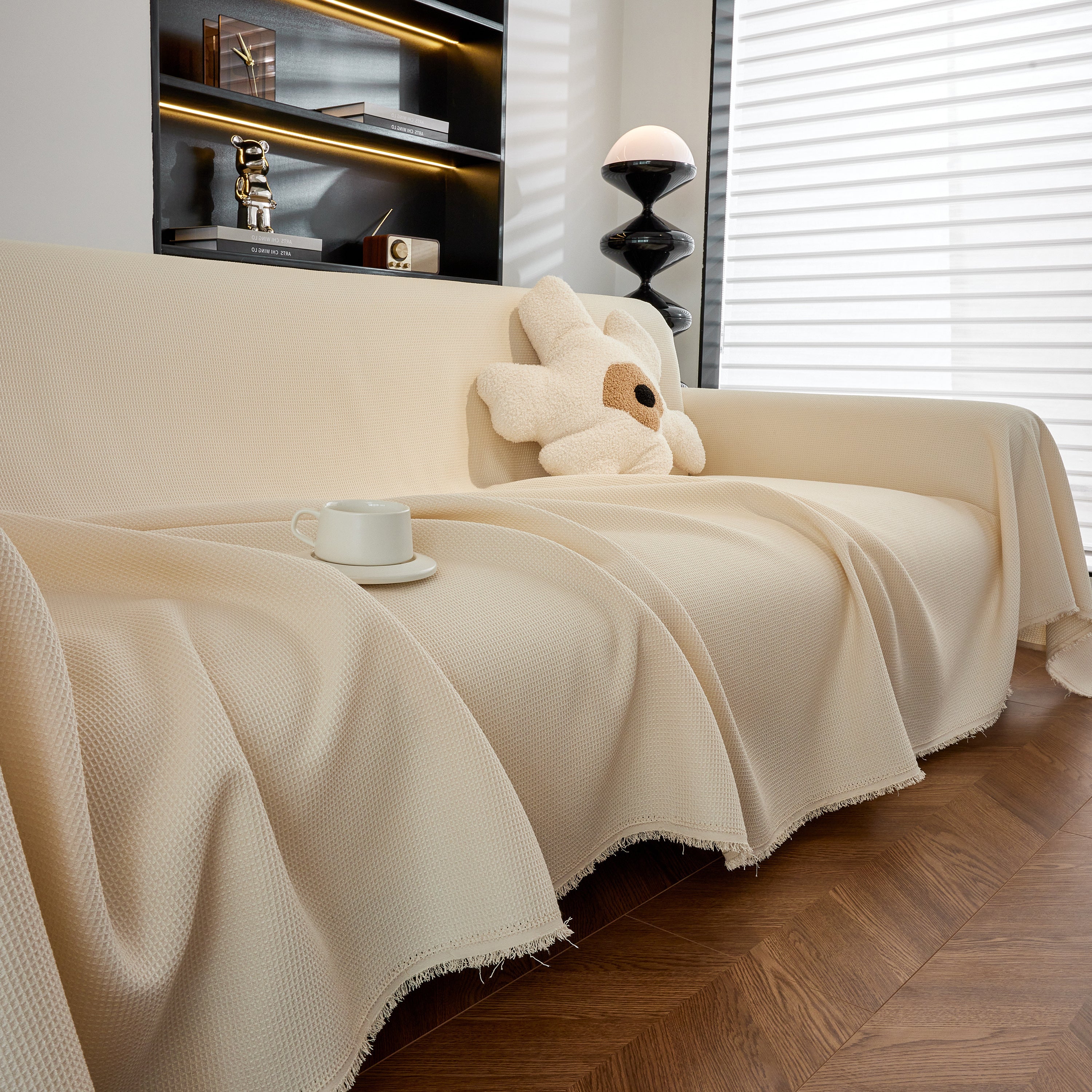 Waterproof Waffle Lattice Sofa Throw, Sofa Towel Cover For Couches, Simple Sofa Cover Blanket