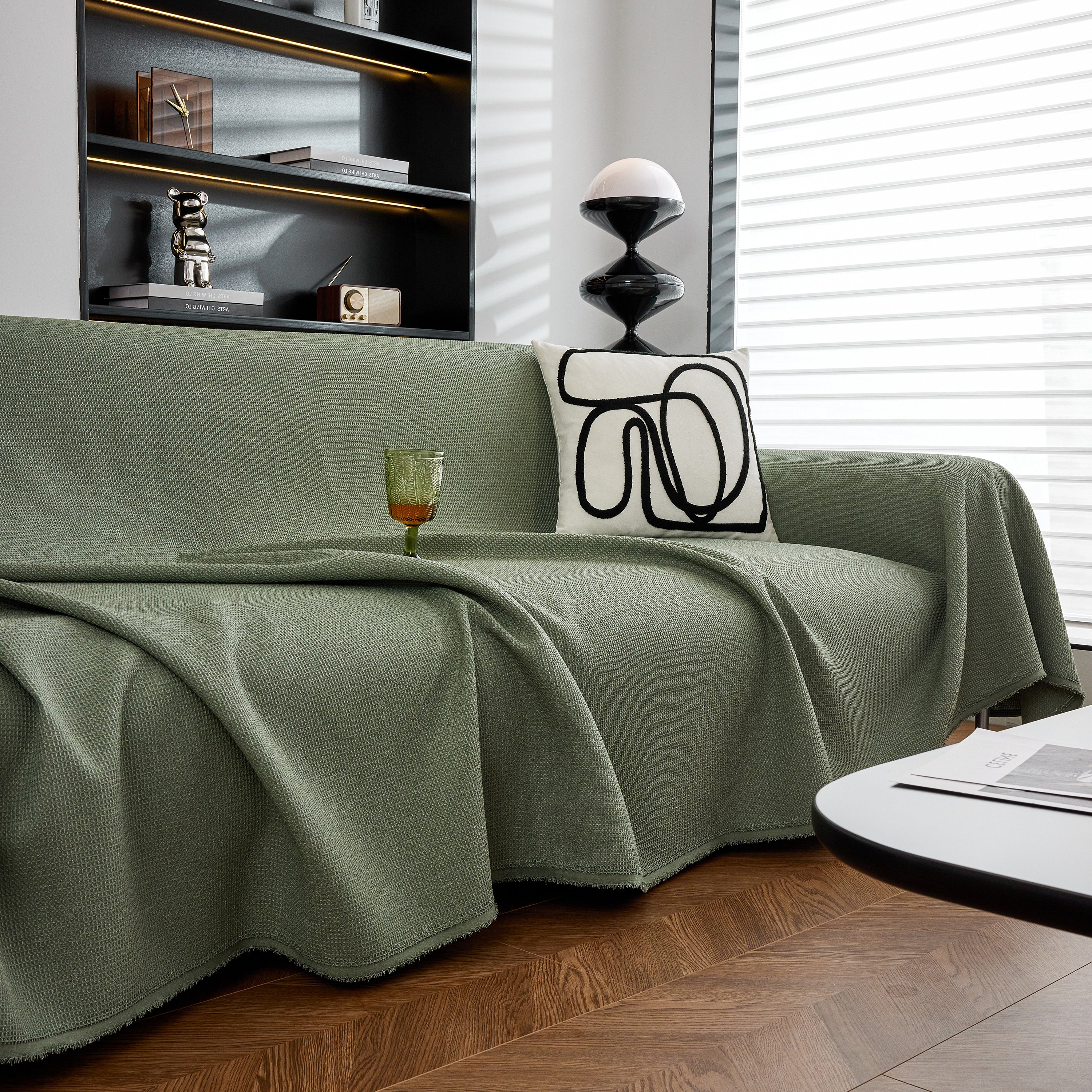 Waterproof Waffle Lattice Sofa Throw, Sofa Towel Cover For Couches, Simple Sofa Cover Blanket