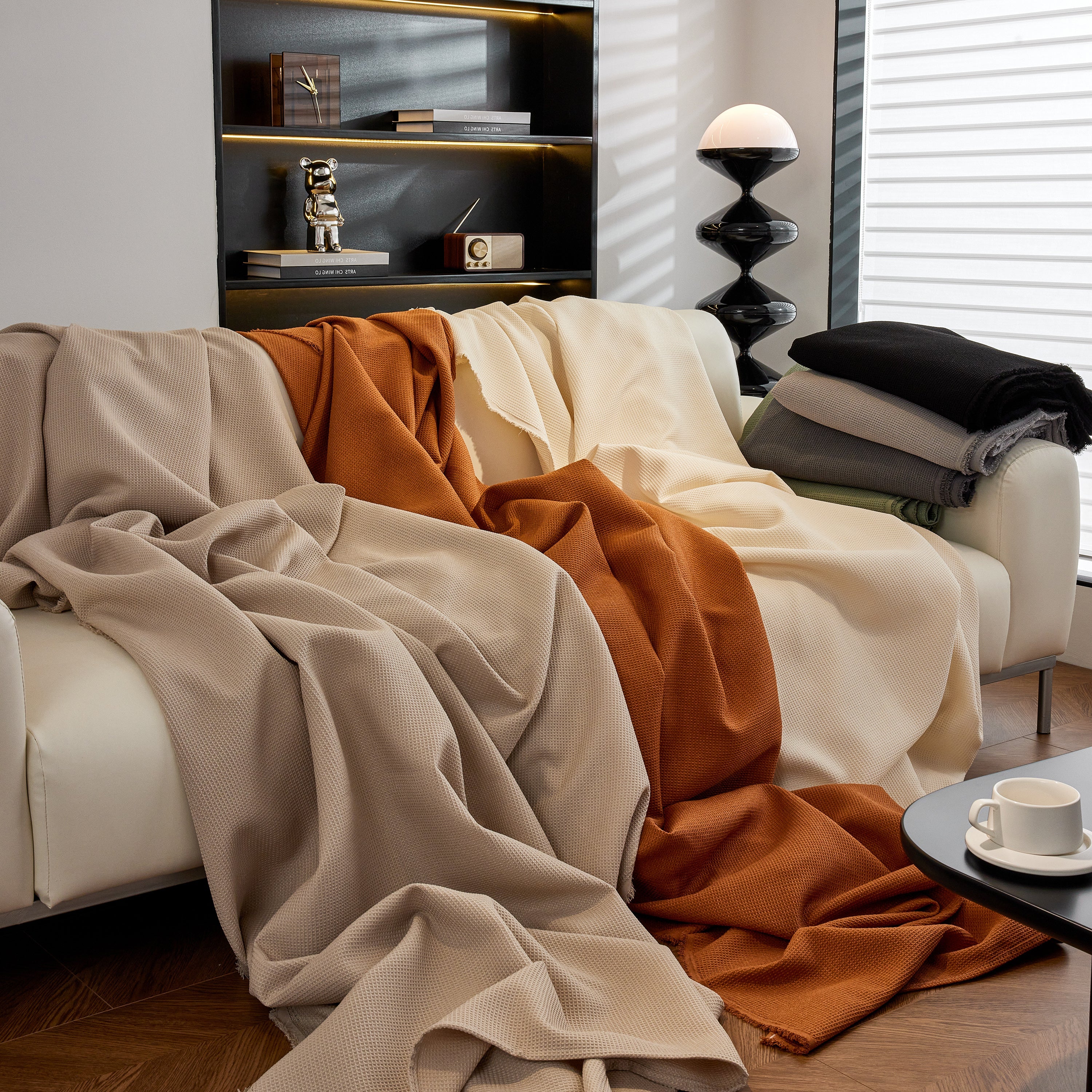 Waterproof Waffle Lattice Sofa Throw, Sofa Towel Cover For Couches, Simple Sofa Cover Blanket