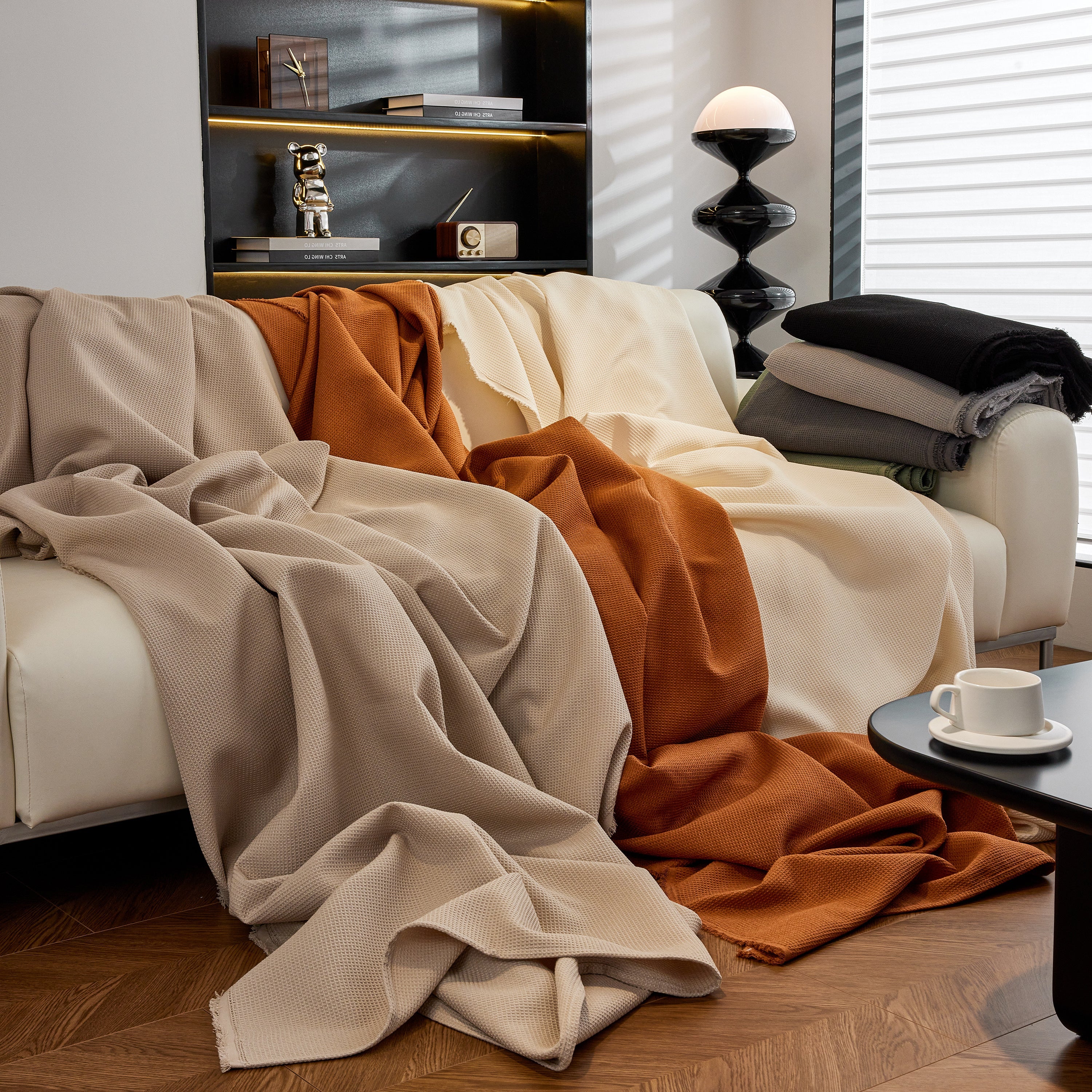 Waterproof Waffle Lattice Sofa Throw, Sofa Towel Cover For Couches, Simple Sofa Cover Blanket