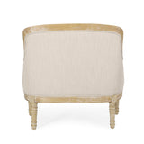 Becoming Upholstered Club Chair with Turned Leg and Carved Design