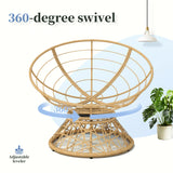 Papasan Wicker Chair with Fabric Cushion and 360 Degree Swivel