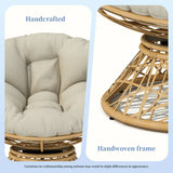 Papasan Wicker Chair with Fabric Cushion and 360 Degree Swivel