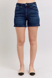 Judy Blue Full Size High Waist Back Flap Pocket Denim Shorts | Includes Plus Size