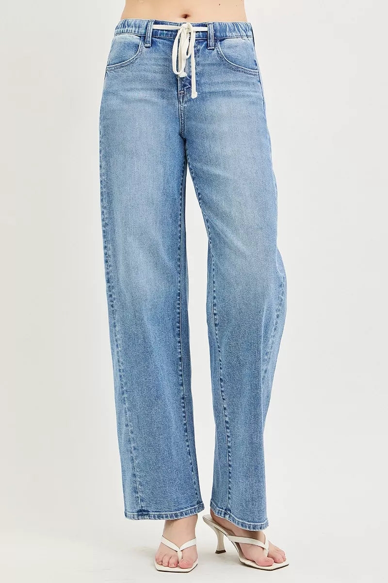Risen Relaxed Fit Drawstring Waist Jeans