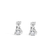 14k White Gold 1/4 Cttw Double Diamond Drop And Dangle Stud Earrings (h-i Color, Si1-si2 Clarity)