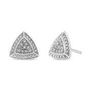 .925 Sterling Silver Diamond-accented Trillion Shaped 4-stone Halo-style Stud Earrings (h-i Color, I2-i3 Clarity)