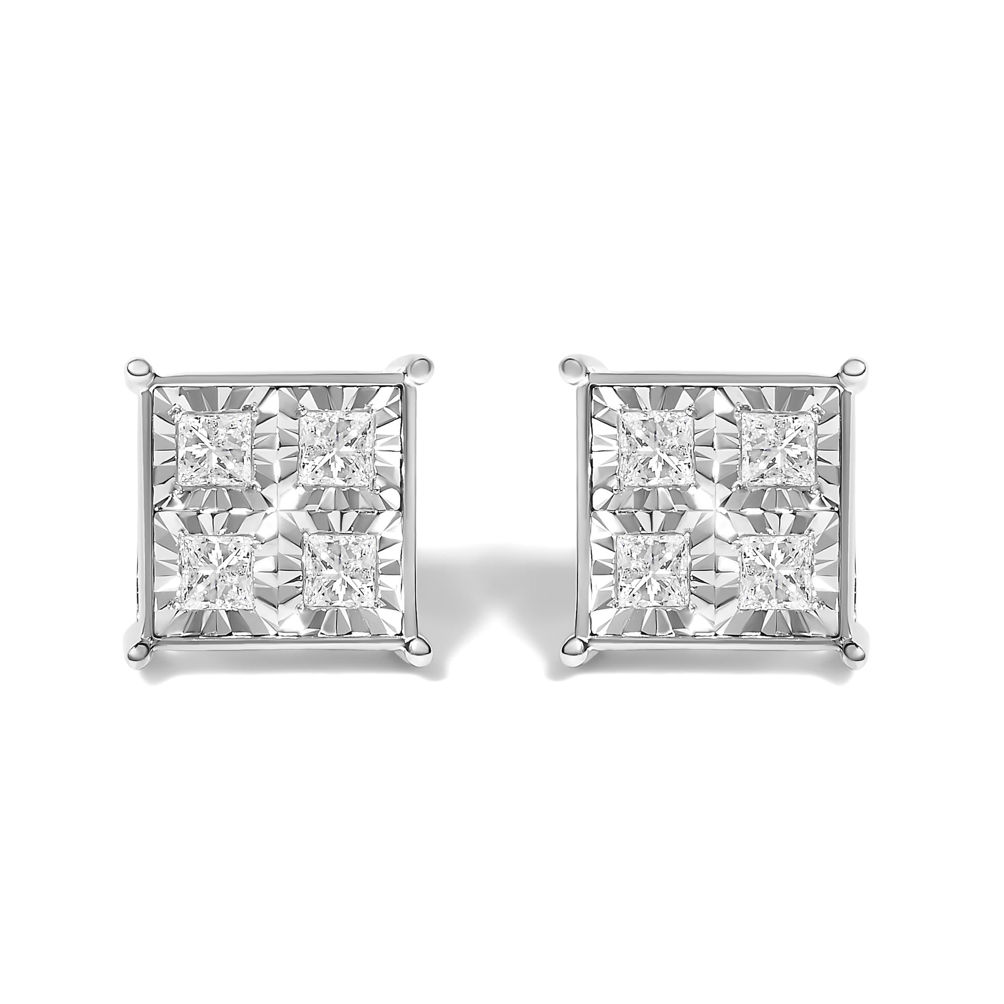 10k White Gold Diamond Stud Earrings (3/4 Cttw, H-i Color, Si2-i1 Clarity)