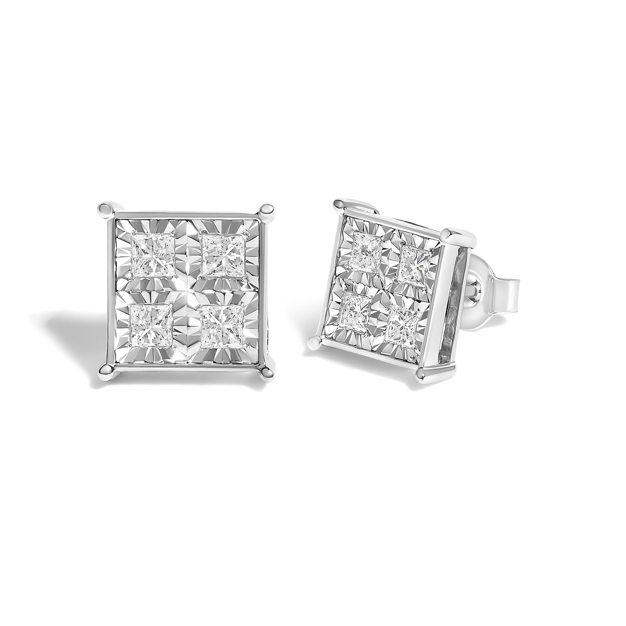 10k White Gold Diamond Stud Earrings (3/4 Cttw, H-i Color, Si2-i1 Clarity)