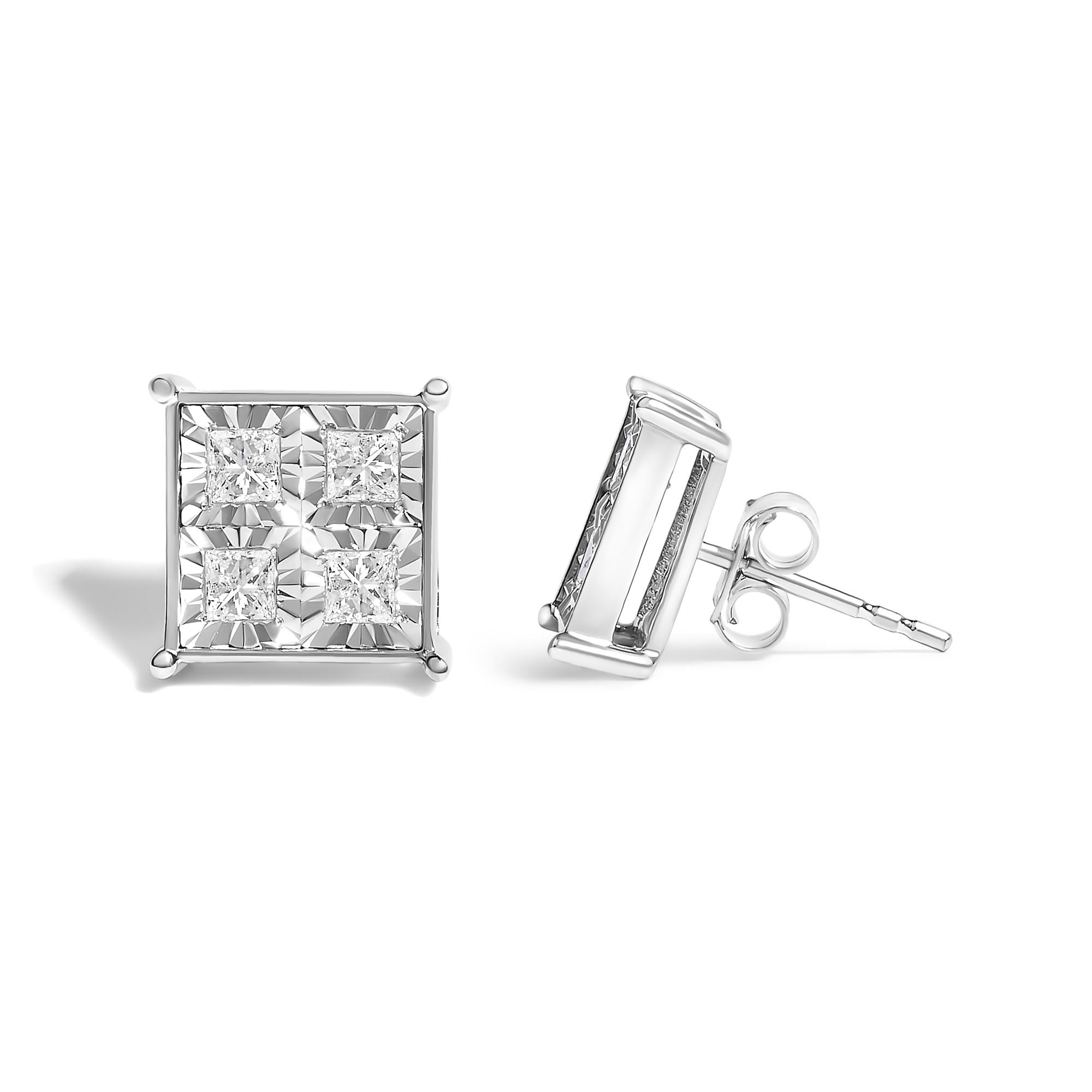 10k White Gold Diamond Stud Earrings (3/4 Cttw, H-i Color, Si2-i1 Clarity)