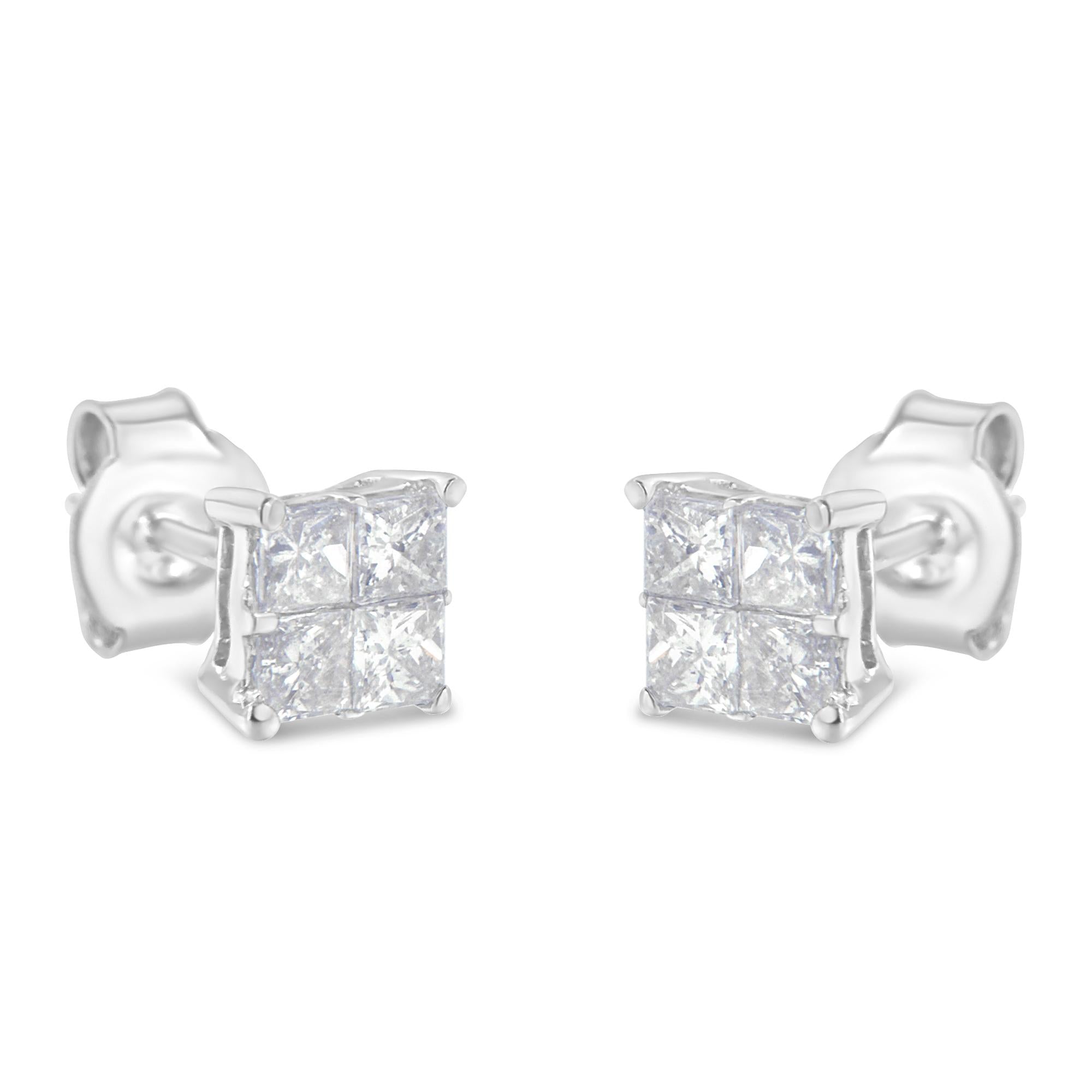 10k White Gold Diamond Stud Earrings (3/4 Cttw, H-i Color, Si2-i1 Clarity)
