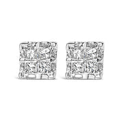 10k Yellow Gold Princess Diamond Quad Stud Earrings (1/4 Cttw, J-k Color, I2-i3 Clarity)