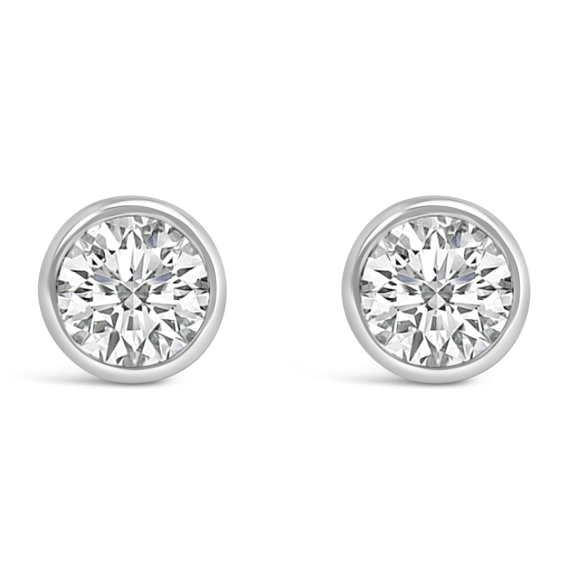 14k Gold Lab Grown Diamond Screw-back Classic Bezel Solitaire Stud Earrings (g-h Color, Vs2-si1 Clarity)