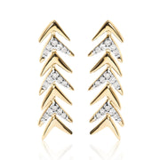 18k Yellow Gold Plated .925 Sterling Silver 1/5 Cttw Diamond Chevron Arrow Stud Earring (i-j Color, I2-i3 Clarity)