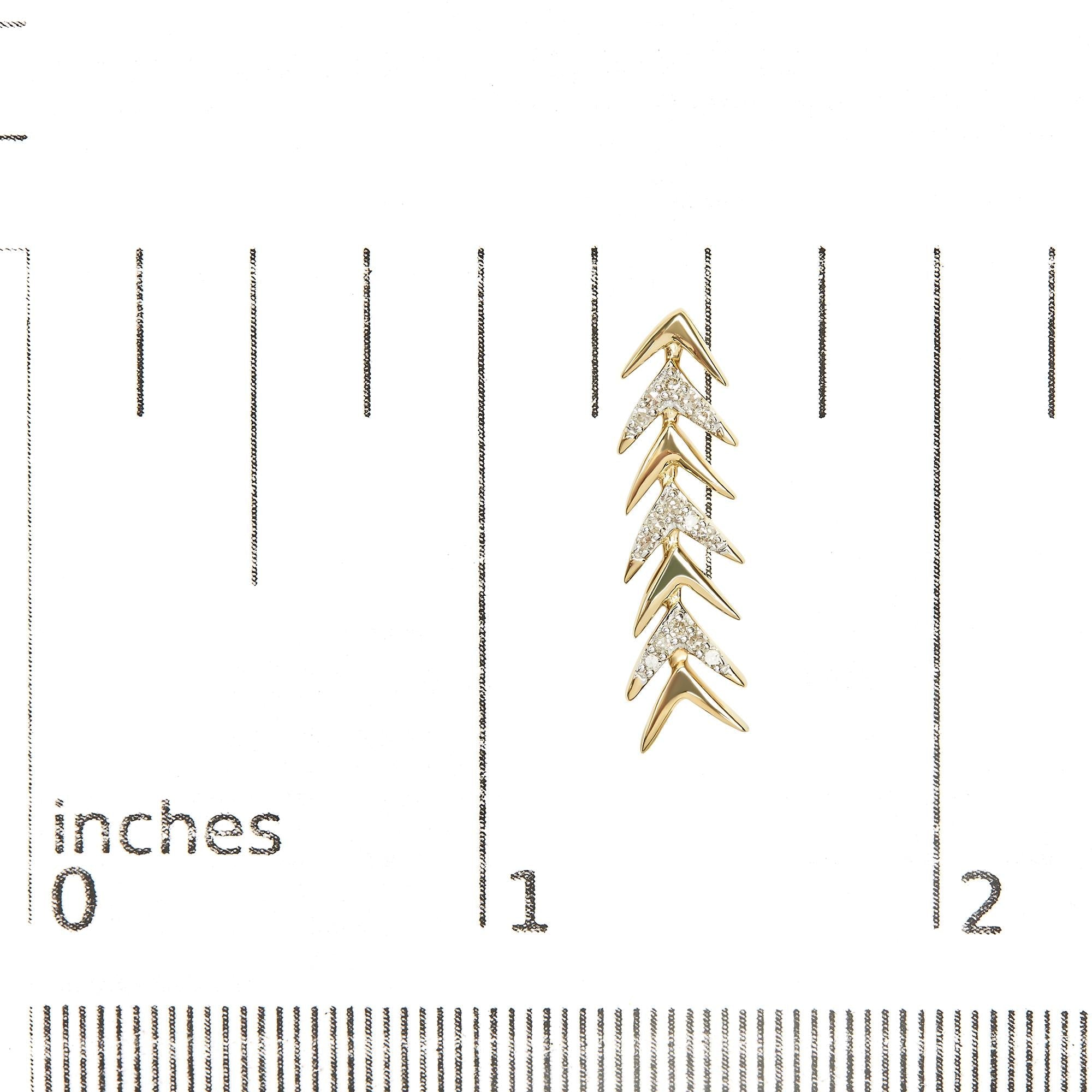 18k Yellow Gold Plated .925 Sterling Silver 1/5 Cttw Diamond Chevron Arrow Stud Earring (i-j Color, I2-i3 Clarity)