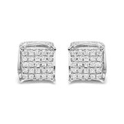 10k White Gold 1/2 Cttw Princess Cut Diamond Square Shaped Multi Stone Stud Earrings (h-i Color, Si1-si2 Clarity)