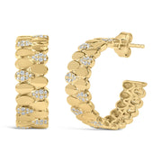 14k Yellow Gold Plated .925 Sterling Silver 3/8 Cttw Diamond Pave Pear Link J Hoop Earrings (h-i Color, I1-i2 Clarity)