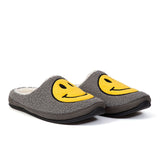 Deer Stags Men's Smiley Face Memory Foam Slipper Shoes Gray Size 12