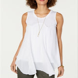 Style & Co Women's Handkerchief Hem Swing Top White Size Large