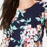 JM Collection Women's Printed Jacquard Top Blue Size X-Large