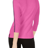 Charter Club Women's Contrast Stripe Cotton Pullover Top Pink Size Large