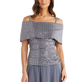 R & M Richards Women's Cold Shoulder Sequinned Gown Gray Size 6