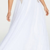 Say Yes To The Prom Women's Embellished Sheer Spaghetti Strap Sweetheart Neckline Full Length Formal Dress White Size 13