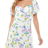 City Studios Women's Party Neutral Floral Print Mini Sheath Dress White Size 10