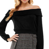 Kingston Junior's Off The Shoulder Ribbed Knit Sweater & Skirt Set Black Size Large