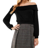 Kingston Junior's Off The Shoulder Ribbed Knit Sweater & Skirt Set Black Size Large