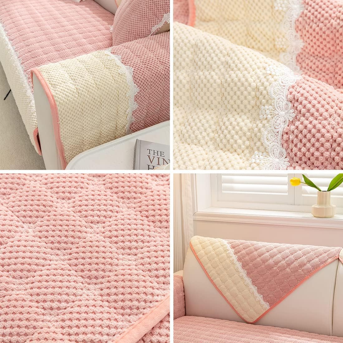 Non-slip Sectional Couch Cover With Lace, Furniture Protector For Dogs, Pets, And Kids I