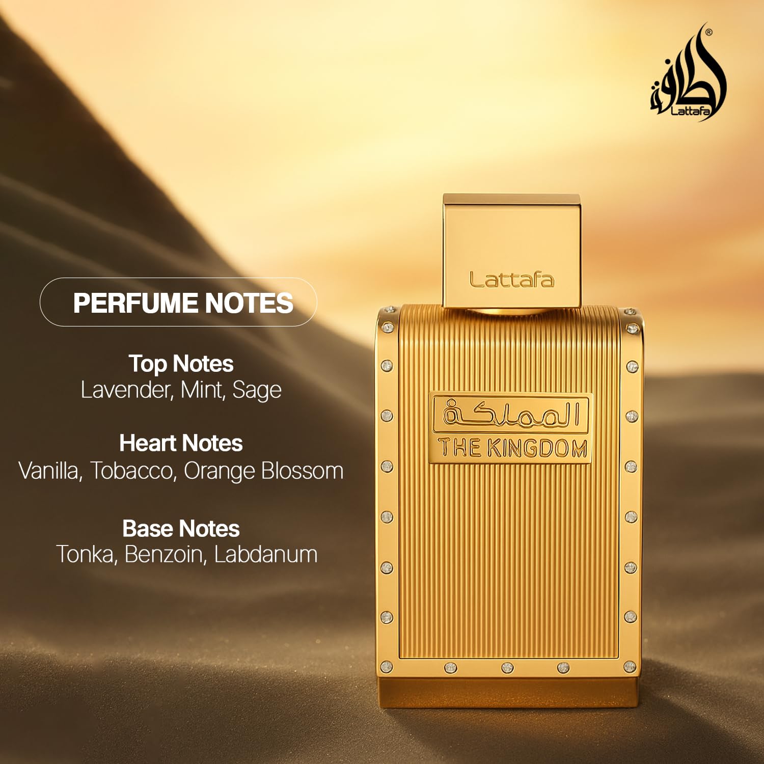 Lattafa The Kingdom Eau De Parfum For Men, 100 Ml / 3.4 Oz, Aromatic Warm Fragrance Spray