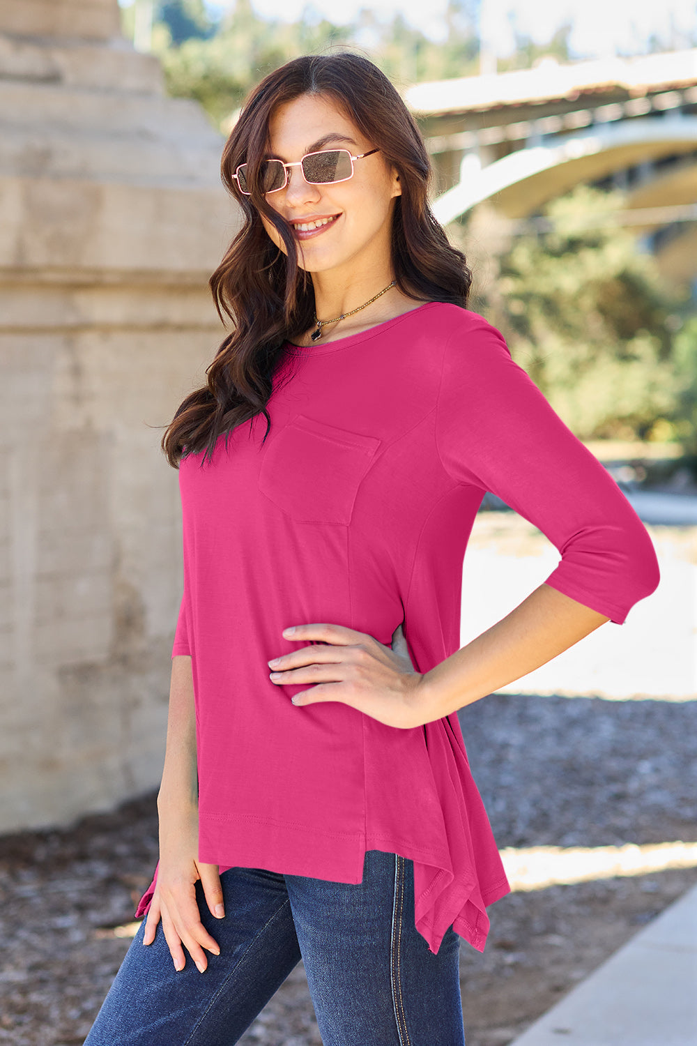 Basic Bae Full Size Round Neck Pocketed T-shirt