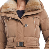 Michael Michael Kors Women's Black Faux Fur Collar Hooded Down Puffer Coat Size M