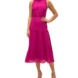 Sam Edelman Women's High Neck Sleeveless Chiffon Dress Pink Size 12