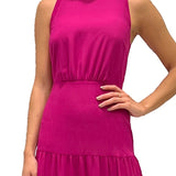 Sam Edelman Women's High Neck Sleeveless Chiffon Dress Pink Size 12