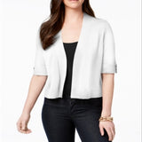 JM Collection Women's Cropped Button Detail Cardigan White Size X-Large