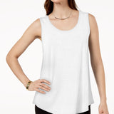 JM Collection Women's White Scoop-Neck Tank Top Size Petite S/M