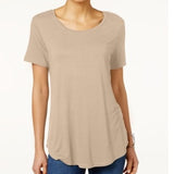 JM Collection Women's Scoop Neck Top Beige Size Large